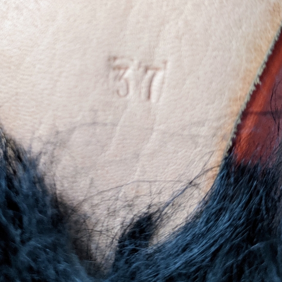 Alfeya Valrina Designer Leather Orange Furry Heel Slides Women's Size US 6 - Picture 7 of 7